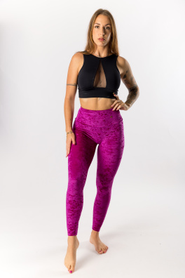 GoldBee Sametové Legíny Stahující Pas Fuchsia (Barva Fuchsia, Velikost 3XL)