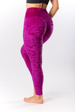 GoldBee Sametové Legíny Stahující Pas Fuchsia (Barva Fuchsia, Velikost 3XL)