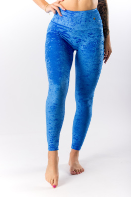 GoldBee Sametové Legíny Stahující Pas Ocean Blue (Barva Ocean Blue, Velikost 3XL)