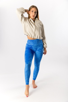 GoldBee Sametové Legíny Stahující Pas Ocean Blue (Barva Ocean Blue, Velikost 3XL)