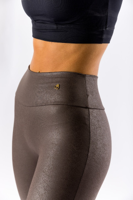 GoldBee Legíny B2 Koženkové Brown (Barva Brown, Velikost 3XL)