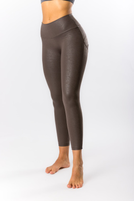 GoldBee Legíny Push-Up Pro Koženkové Brown (Barva Brown, Velikost 3XL)