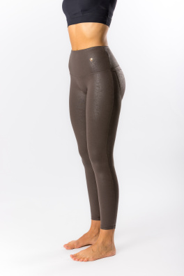 GoldBee Tvarující Legíny Koženkové Brown (Barva Brown, Velikost 3XL)