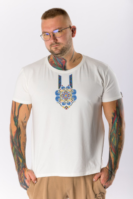 GoldBee Pánské Tričko Morava Blue Flower White (Barva Blue Flower White, Velikost L)