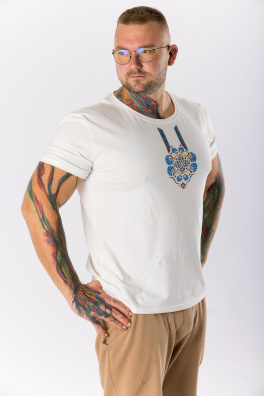 GoldBee Pánské Tričko Morava Blue Flower White (Barva Blue Flower White, Velikost L)