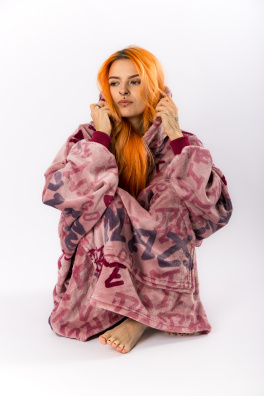 GoldBee Mikina Doba Ledová Fluffy Jacquard Pink (Barva Jacquard Pink, Velikost XL-4XL)