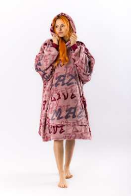 GoldBee Mikina Doba Ledová Fluffy Jacquard Pink (Barva Jacquard Pink, Velikost XL-4XL)