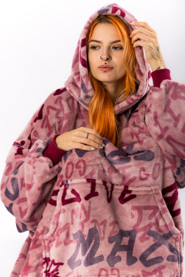 GoldBee Mikina Doba Ledová Fluffy Jacquard Pink (Barva Jacquard Pink, Velikost XL-4XL)