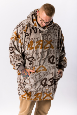 GoldBee Mikina Doba Ledová Fluffy Jacquard Brown (Barva Jacquard Brown, Velikost XL-4XL)