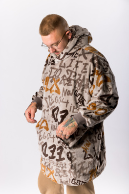 GoldBee Mikina Doba Ledová Fluffy Jacquard Brown (Barva Jacquard Brown, Velikost XL-4XL)