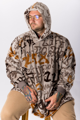 GoldBee Mikina Doba Ledová Fluffy Jacquard Brown (Barva Jacquard Brown, Velikost XL-4XL)