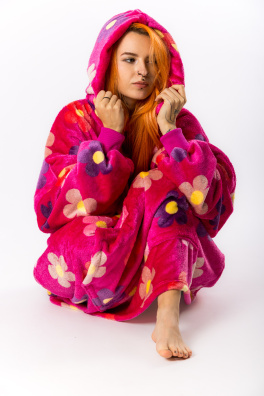 GoldBee Mikina Doba Ledová Fluffy Flowers Pink (Barva Flowers Pink, Velikost XL-4XL)