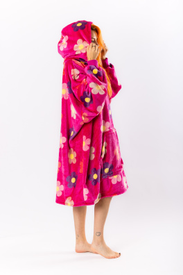 GoldBee Mikina Doba Ledová Fluffy Flowers Pink (Barva Flowers Pink, Velikost XL-4XL)