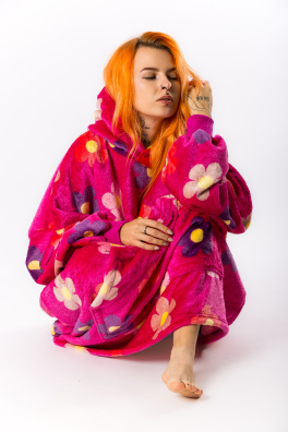 GoldBee Mikina Doba Ledová Fluffy Flowers Pink (Barva Flowers Pink, Velikost XL-4XL)