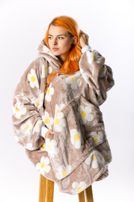 GoldBee Mikina Doba Ledová Fluffy Flowers Sand (Barva Flowers Sand, Velikost XL-4XL)