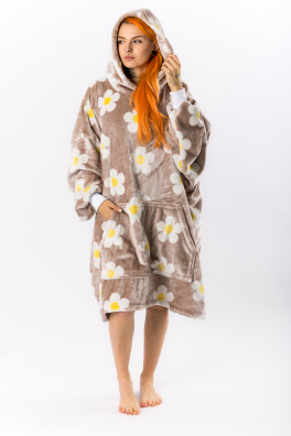 GoldBee Mikina Doba Ledová Fluffy Flowers Sand (Barva Flowers Sand, Velikost XL-4XL)