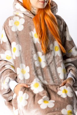 GoldBee Mikina Doba Ledová Fluffy Flowers Sand (Barva Flowers Sand, Velikost XL-4XL)