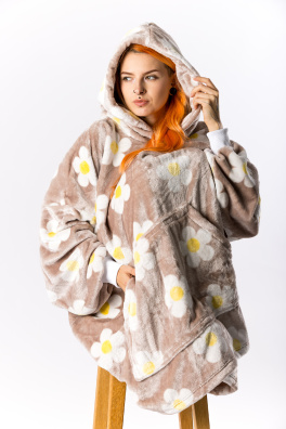 GoldBee Mikina Doba Ledová Fluffy Flowers Sand (Barva Flowers Sand, Velikost XL-4XL)