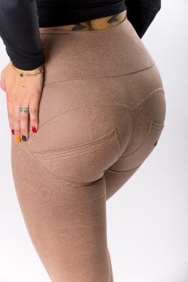 GoldBee Legíny Push-Up Pro Koženkové Nude (Barva Nude, Velikost 3XL)