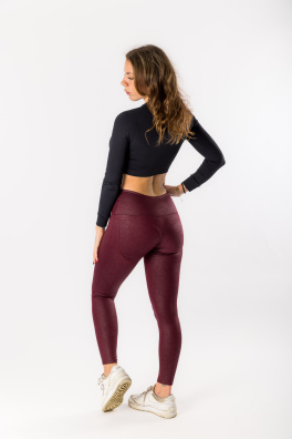 GoldBee Tvarující Legíny Koženkové Bordo (Barva Bordo, Velikost 3XL)