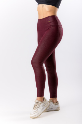 GoldBee Tvarující Legíny Koženkové Bordo (Barva Bordo, Velikost 3XL)