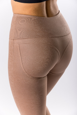 GoldBee Tvarující Legíny Koženkové Nude (Barva Nude, Velikost 3XL)