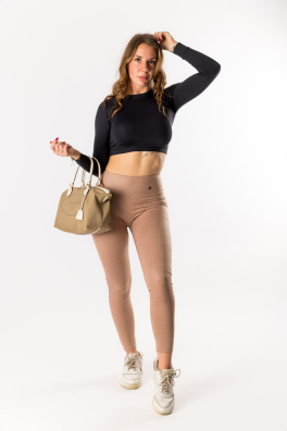 GoldBee Tvarující Legíny Koženkové Nude (Barva Nude, Velikost 3XL)