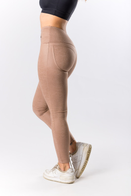 GoldBee Tvarující Legíny Koženkové Nude (Barva Nude, Velikost 3XL)