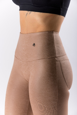 GoldBee Tvarující Legíny Koženkové Nude (Barva Nude, Velikost 3XL)