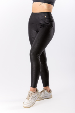 GoldBee Legíny Push-Up Koženkové Black (Barva Black, Velikost 3XL)