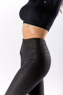 GoldBee Legíny Push-Up Koženkové Black (Barva Black, Velikost 3XL)