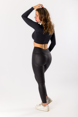 GoldBee Legíny Push-Up Koženkové Black (Barva Black, Velikost 3XL)