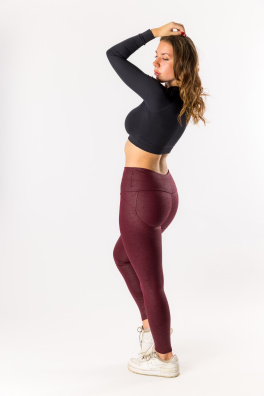 GoldBee Legíny Push-Up Koženkové Bordo (Barva Bordo, Velikost 3XL)