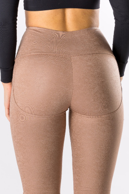 GoldBee Legíny Push-Up Koženkové Nude (Barva Nude, Velikost 3XL)