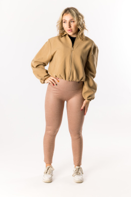 GoldBee Legíny B2 Koženkové Nude (Barva Nude, Velikost 3XL)