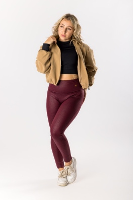 GoldBee Legíny B2 Koženkové Bordo (Barva Bordo, Velikost 3XL)