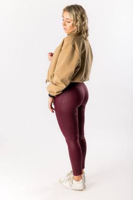 GoldBee Legíny B2 Koženkové Bordo (Barva Bordo, Velikost 3XL)