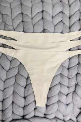 GoldBee Neviditelné Tanga Nude 3Pack (Barva Nude, Velikost S)