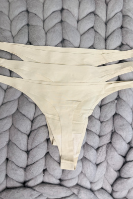 GoldBee Neviditelné Tanga Nude 3Pack (Barva Nude, Velikost L)