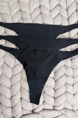 GoldBee Neviditelné Tanga Black 3Pack (Barva Black, Velikost 4XL)