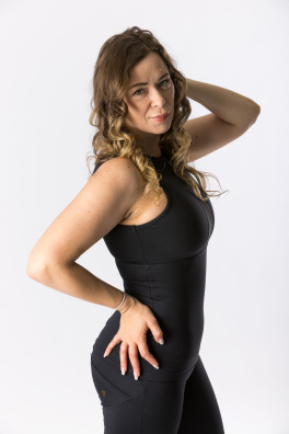 GoldBee Stahující Dlouhý Top Pro Pevný Dekolt Black (Barva Black, Velikost 3XL)