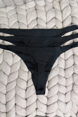 GoldBee Neviditelné Tanga Black 3 Pack (Barva Black, Velikost 4XL)