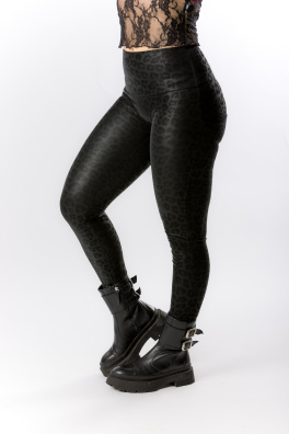 GoldBee Zateplené Legíny Push-Up Pro Koženkové Animal Black (Barva Black, Velikost 3XL)