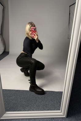 GoldBee Zateplené Legíny Push-Up Pro Koženkové Animal Black (Barva Black, Velikost 3XL)