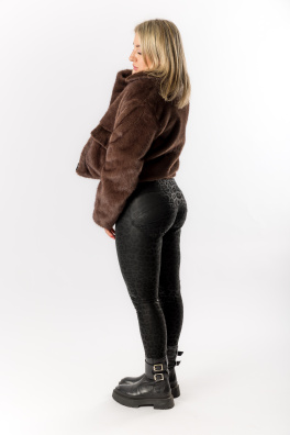 GoldBee Zateplené Legíny Push-Up Pro Koženkové Animal Black (Barva Black, Velikost 3XL)