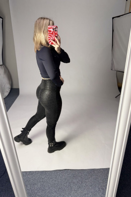 GoldBee Zateplené Legíny B2 Koženkové Animal Black (Barva Black, Velikost 3XL)