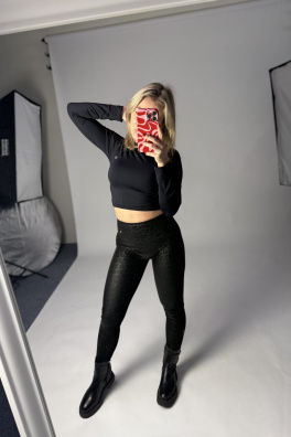 GoldBee Zateplené Legíny B2 Koženkové Animal Black (Barva Black, Velikost 3XL)