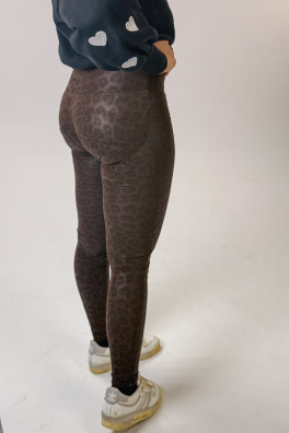 GoldBee Zateplené Legíny Push-Up Pro Koženkové Animal Brown (Barva Brown, Velikost 3XL)