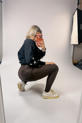 GoldBee Zateplené Legíny Push-Up Pro Koženkové Animal Brown (Barva Brown, Velikost 3XL)