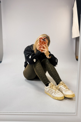 GoldBee Zateplené Legíny B2 Koženkové Animal Green (Barva Green, Velikost 3XL)